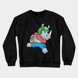 Rhino as Footballer with Football and Helmet Crewneck Sweatshirt